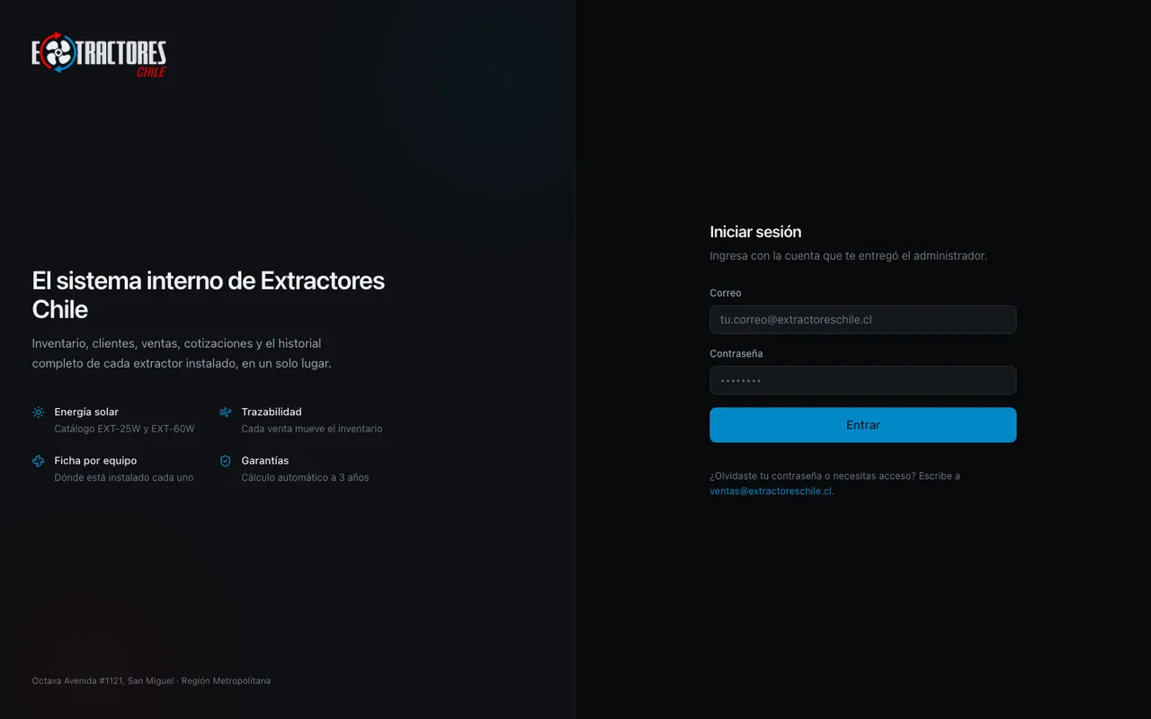 Captura del proyecto Extractores Chile